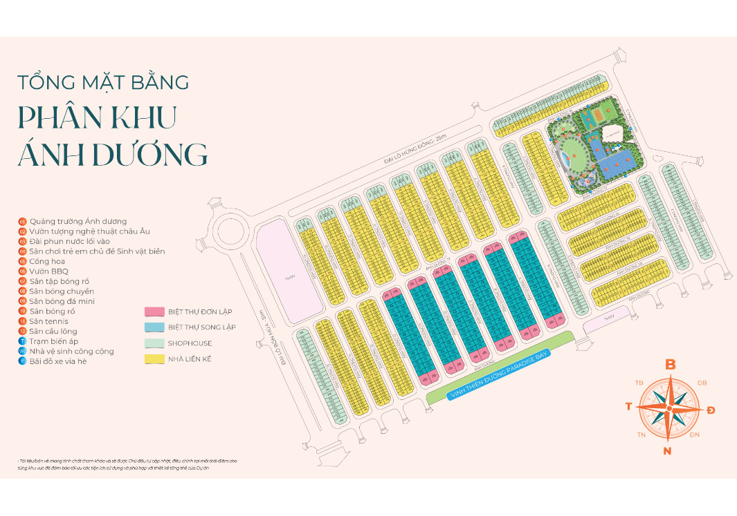 Mặt bằng phân khu Ánh Dương Vinhomes Ocean Park 3 The Crown